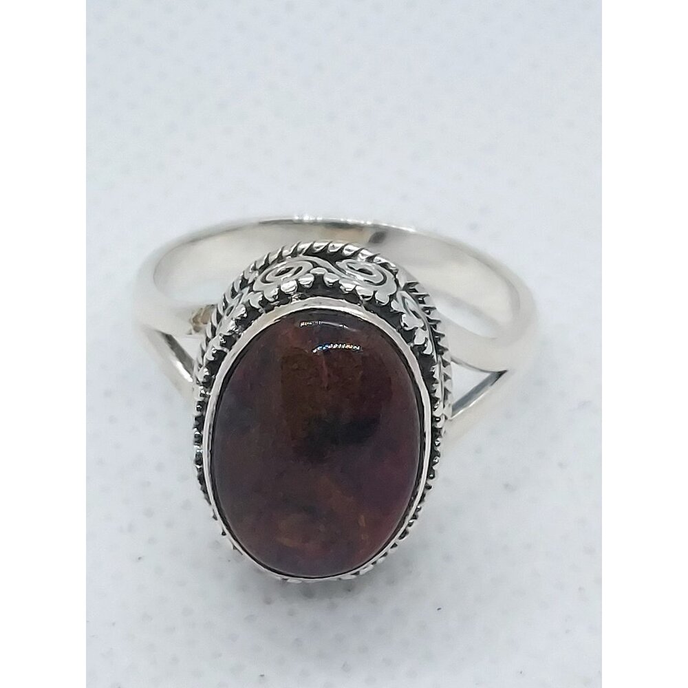Ring sterling‎ silver 925 jasper size 8.75